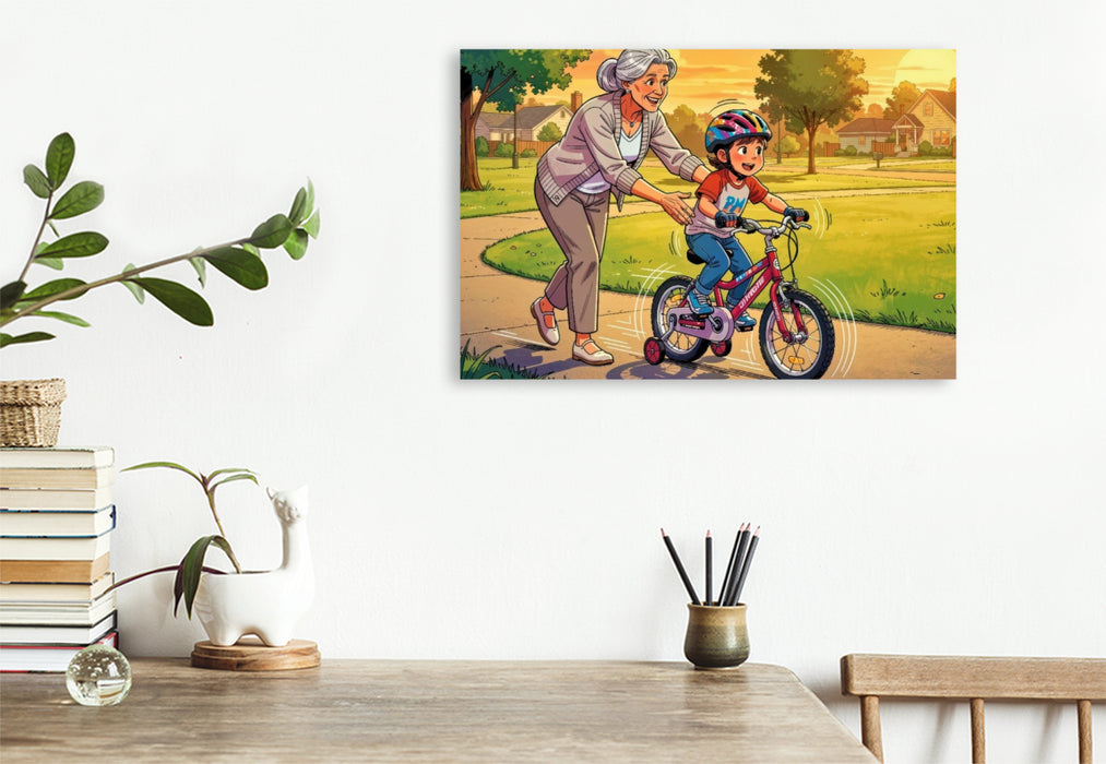 Premium Textil-Leinwand Ein Motiv aus dem Kalender Mein erstes Fahrrad Comic