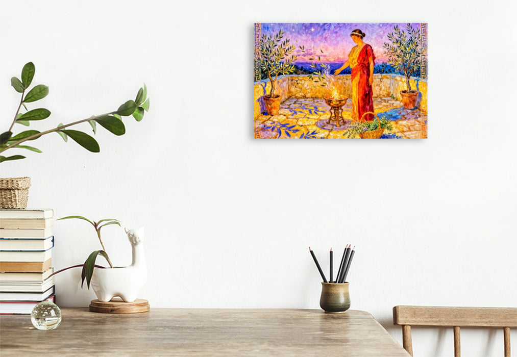 Premium Textil-Leinwand Hestia - Göttin des Herds