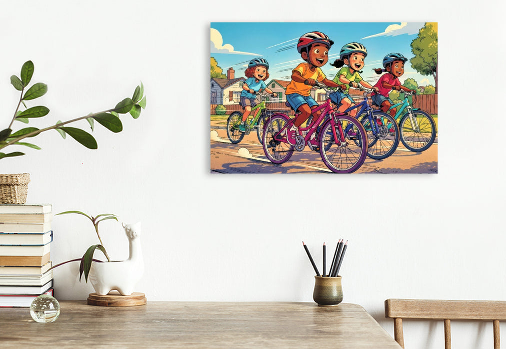 Premium Textil-Leinwand Ein Motiv aus dem Kalender Mein erstes Fahrrad Comic