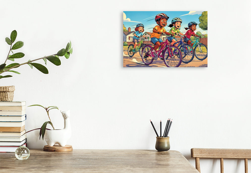 Premium Textil-Leinwand Ein Motiv aus dem Kalender Mein erstes Fahrrad Comic
