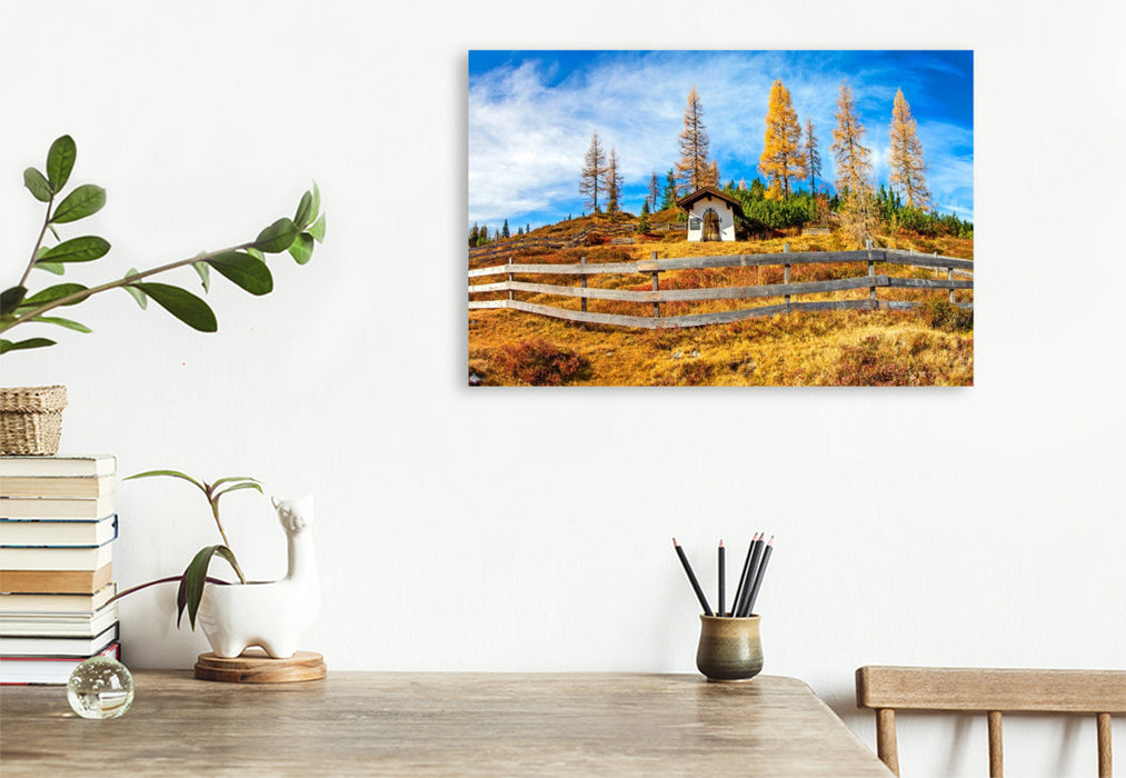 Premium Textil-Leinwand Kapelle auf der Trinkeralm