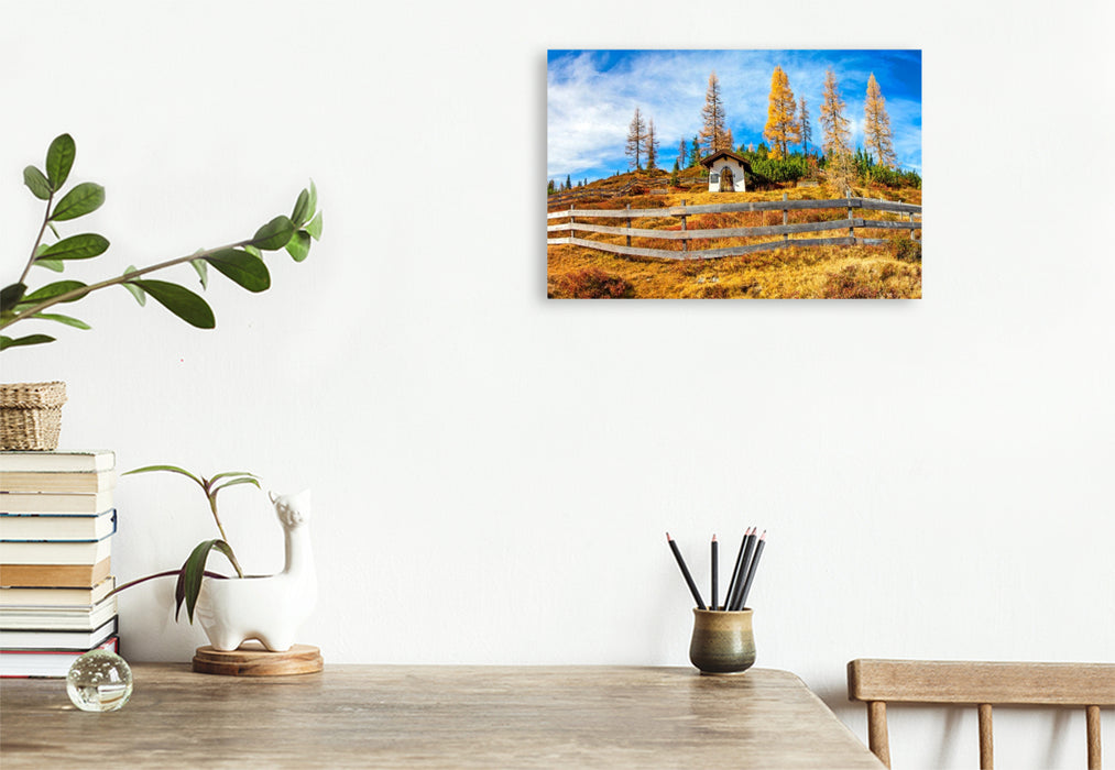 Premium Textil-Leinwand Kapelle auf der Trinkeralm