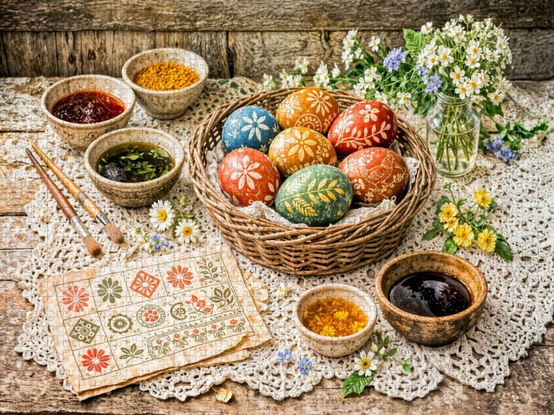 Handdekorierte Ostereier mit traditionellen Mustern - CALVENDO Foto-Puzzle'