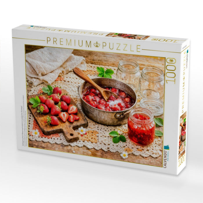 Selbstgemachte Erdbeermarmelade im nostalgischen Kochtopf - CALVENDO Foto-Puzzle'