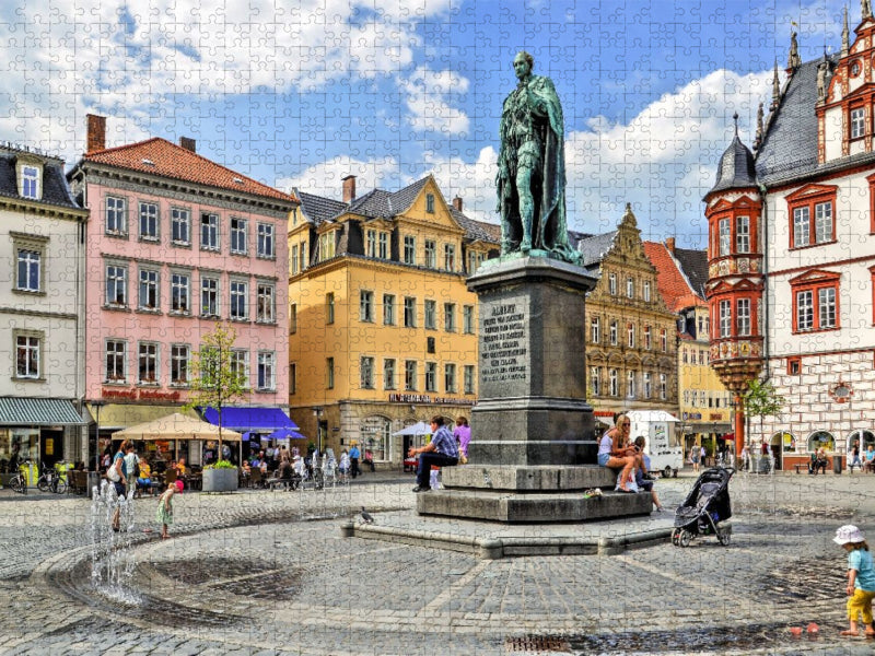 Der Marktplatz in Coburg mit dem Prinz Albert Denkmal, Oberfranken, Bayern - CALVENDO Foto-Puzzle'