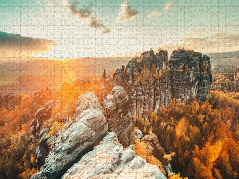Schrammsteinaussicht, Sächsische Schweiz - CALVENDO Foto-Puzzle'