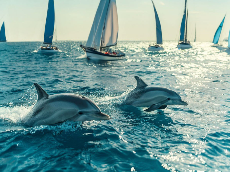 Delfine und Segelboote - CALVENDO Foto-Puzzle'