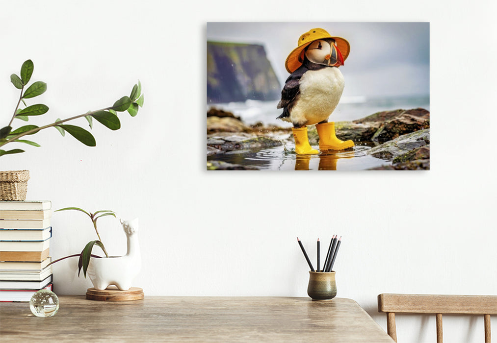 Premium Textil-Leinwand Ein Motiv aus dem Kalender Lustige Papageientaucher