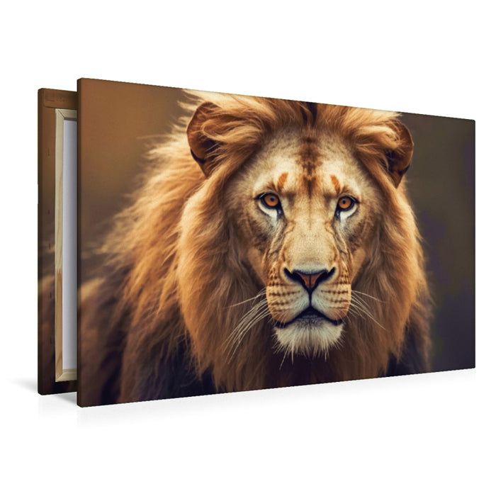 Premium Textil-Leinwand Der Löwe, der Mut trotz Angst findet