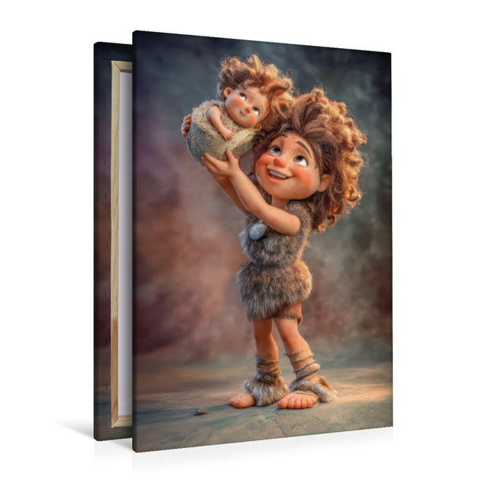Premium Textil-Leinwand Steinzeitkarikaturen