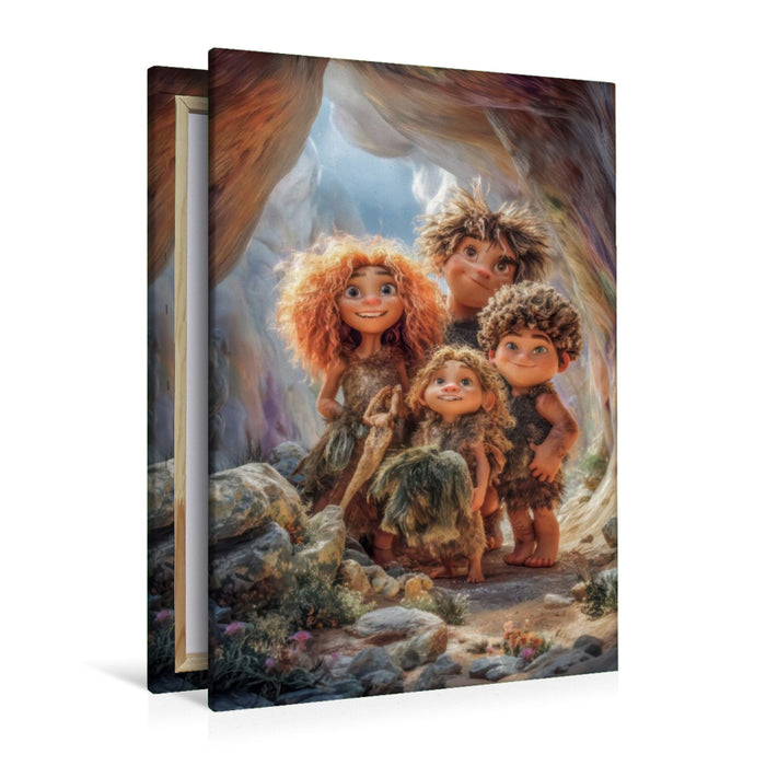 Premium Textil-Leinwand Steinzeitkarikaturen