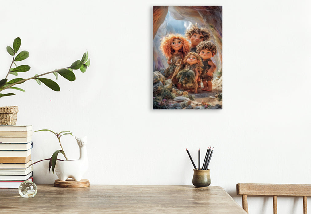 Premium Textil-Leinwand Steinzeitkarikaturen