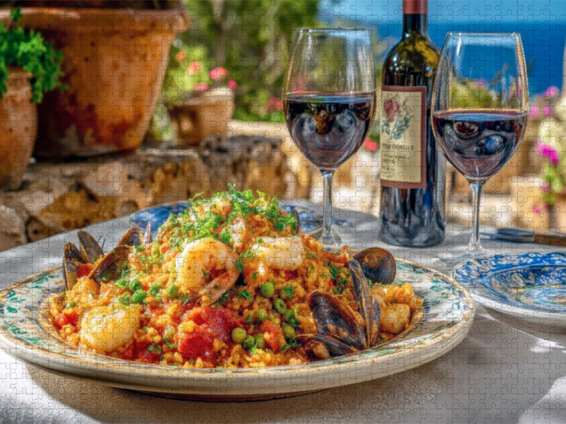 Köstliche Paella mit Krustentieren und Meeresfrüchten - CALVENDO Foto-Puzzle'
