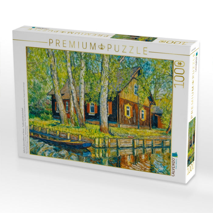 Idyllisches Spreewaldhaus am Wasser - Traditionelle Kahnlandschaft - CALVENDO Foto-Puzzle'