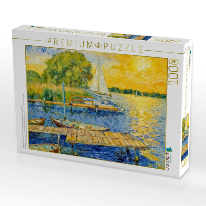 Impressionistischer Sonnenuntergang am Wannsee mit Segelboot - CALVENDO Foto-Puzzle'