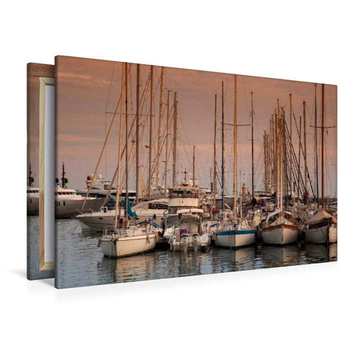 Premium Textil-Leinwand Yachthafen von Cannes