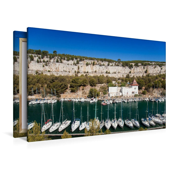 Premium Textil-Leinwand Segelboote im Hafen Calanque de Port Miou