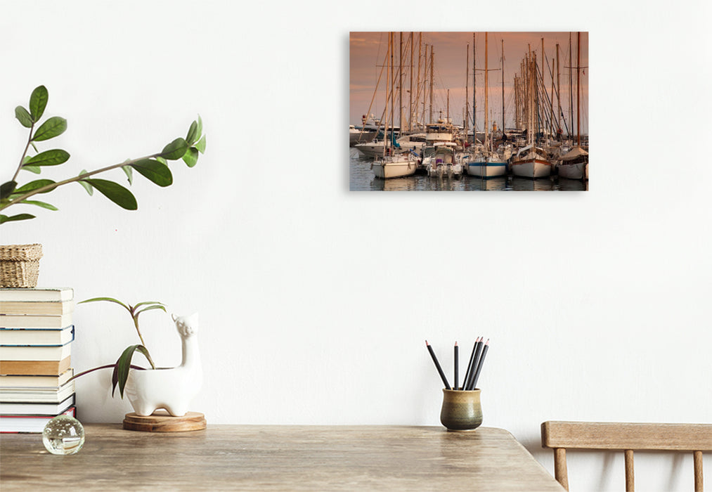 Premium Textil-Leinwand Yachthafen von Cannes