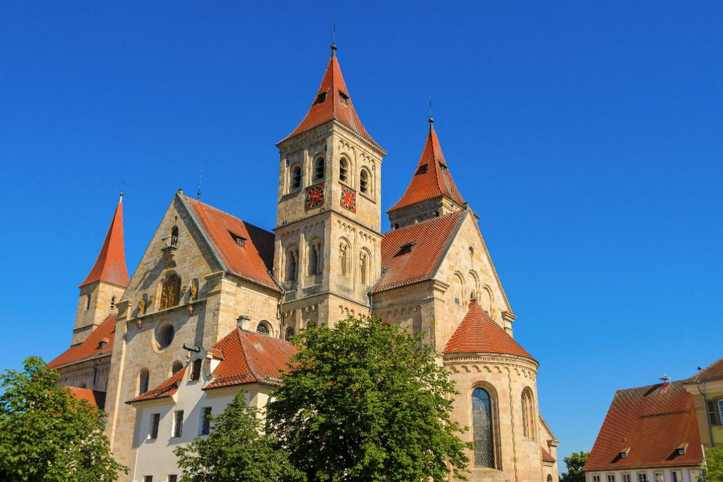 Premium Textil-Leinwand Die römisch-katholische Basilika St. Vitus, Ellwangen (Jagst), Baden-Württemberg