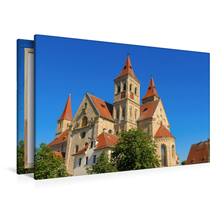 Premium Textil-Leinwand Die römisch-katholische Basilika St. Vitus, Ellwangen (Jagst), Baden-Württemberg