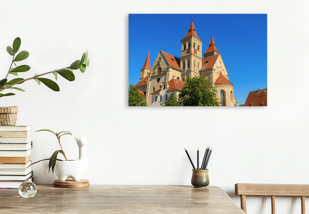 Premium Textil-Leinwand Die römisch-katholische Basilika St. Vitus, Ellwangen (Jagst), Baden-Württemberg