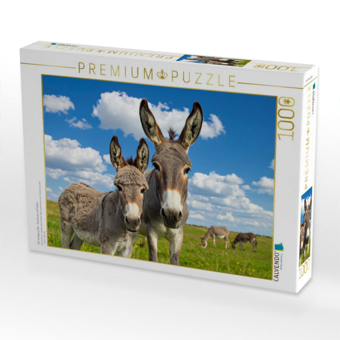 Wir sind ganz Ohr - Eselstute und Fohlen - CALVENDO Foto-Puzzle'