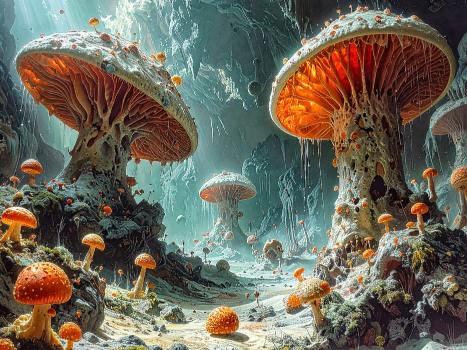 Kathedralen der Tiefe: Wenn die Erde unter dem sanften Leuchten riesiger Kiemen atmet - CALVENDO Foto-Puzzle'
