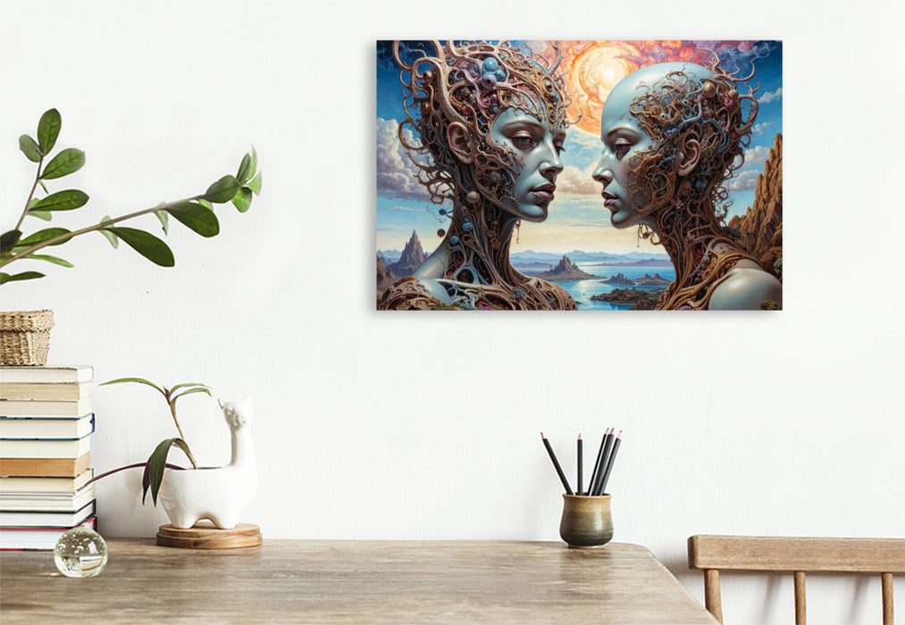 Premium Textil-Leinwand Überzeugung: "Ich halte fest unbedingt an dem, was mich im Innersten trägt."