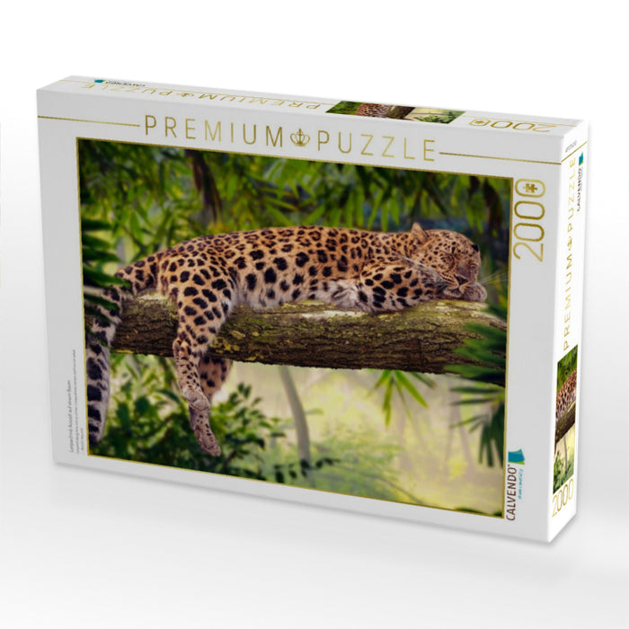 Leopard mit Auszeit auf einem Baum - CALVENDO Foto-Puzzle'