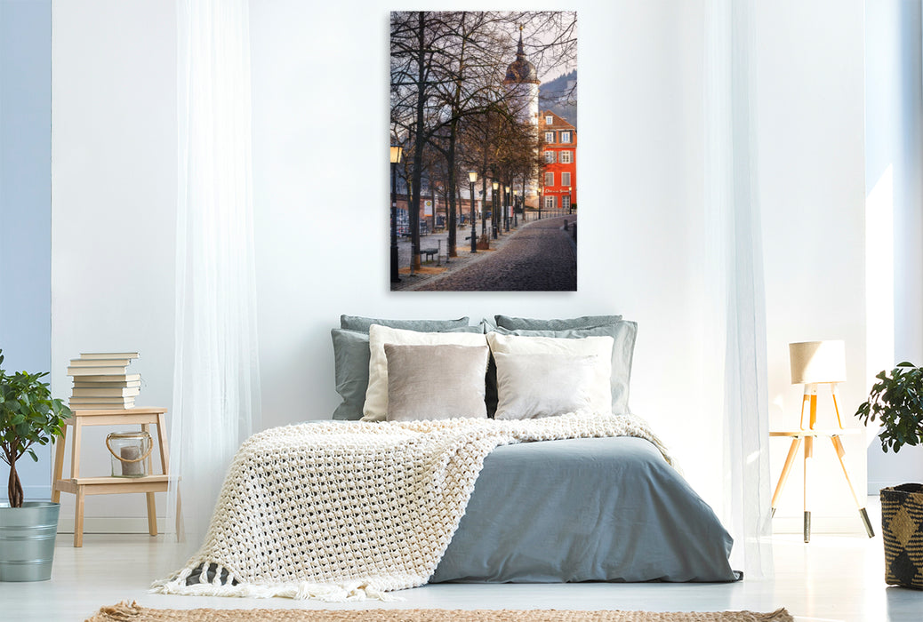 Premium Textil-Leinwand Auffahrt zum Brückentor Heidelberg