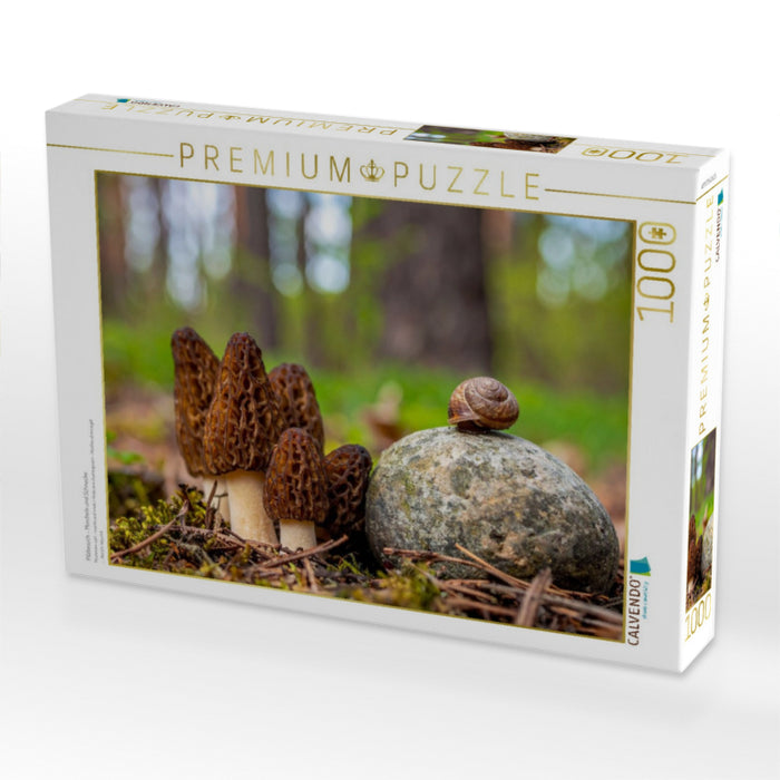 Pilzbesuch - Morcheln und Schnecke - CALVENDO Foto-Puzzle'