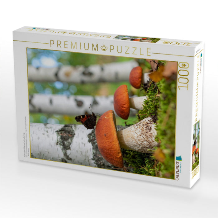 Rotkappen Pilze und Schmetterling - CALVENDO Foto-Puzzle'