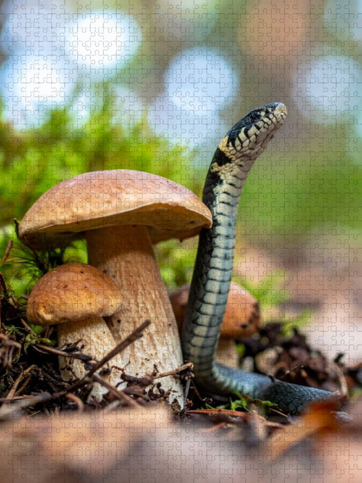 Steinpilz und Ringelnatter - CALVENDO Foto-Puzzle'