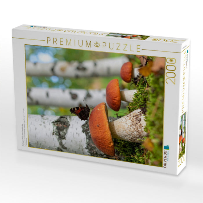 Rotkappen Pilze und Schmetterling - CALVENDO Foto-Puzzle'