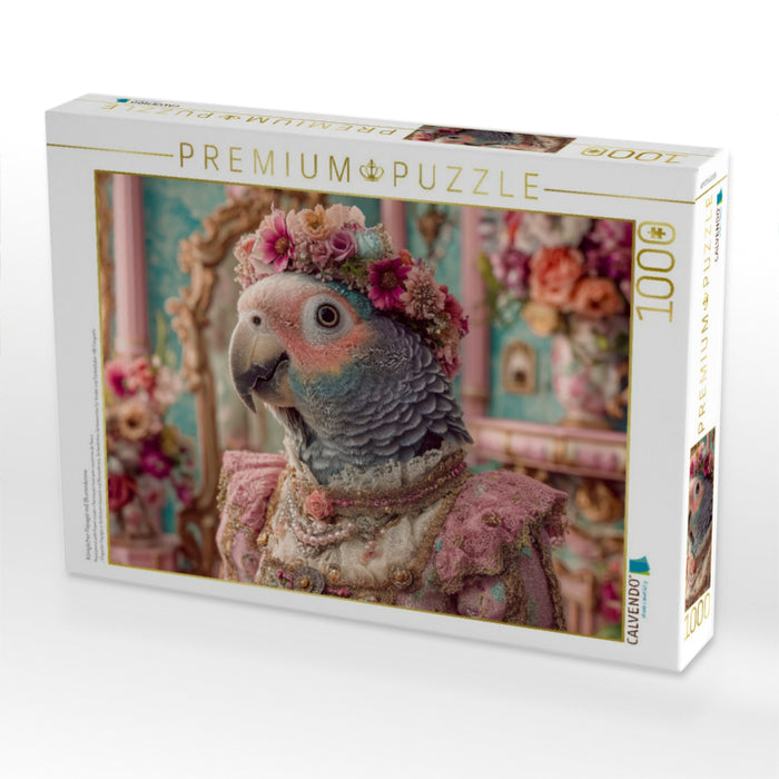 Königlicher Papagei mit Blumenkrone - CALVENDO Foto-Puzzle'