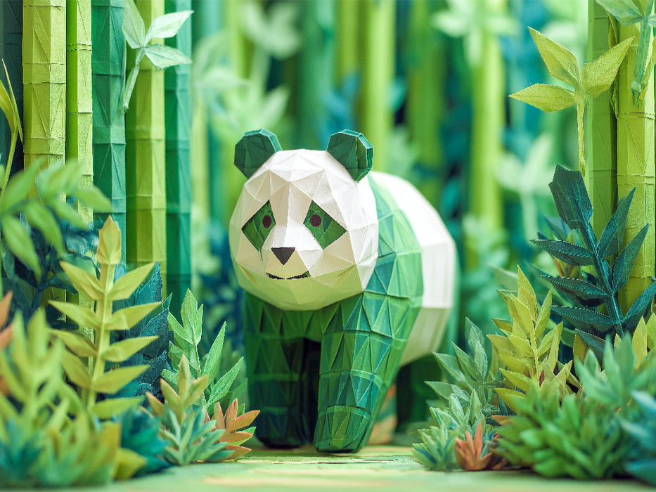 Origami Panda im Bambuswald - CALVENDO Foto-Puzzle'