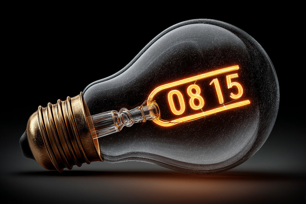 Premium Textil-Leinwand Glühbirne mit 0815 Leuchtschrift