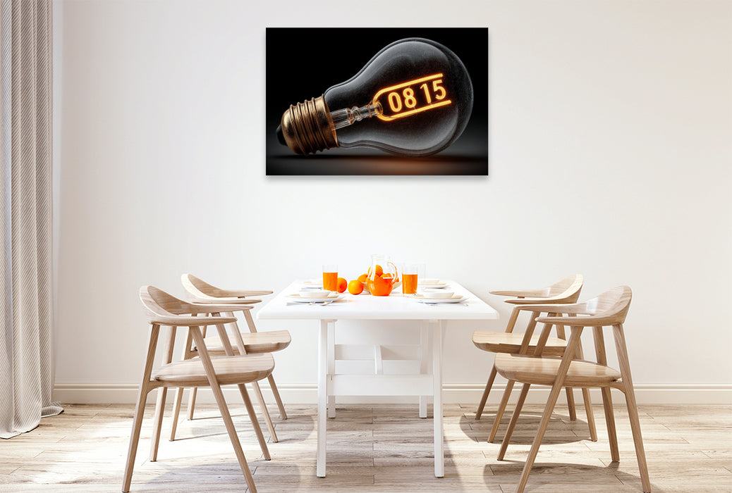 Premium Textil-Leinwand Glühbirne mit 0815 Leuchtschrift