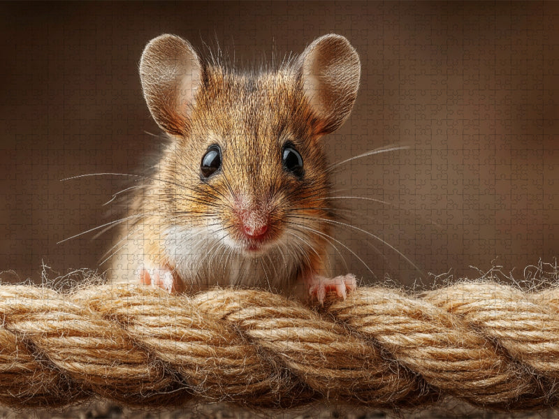Süße Maus auf Seil - CALVENDO Foto-Puzzle'