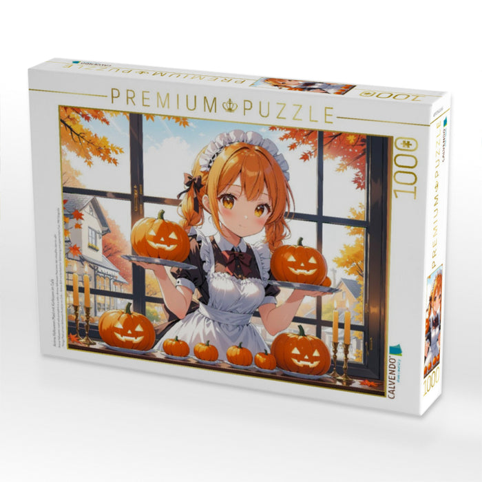 Anime Halloween Maid mit Kürbissen im Café - CALVENDO Foto-Puzzle'