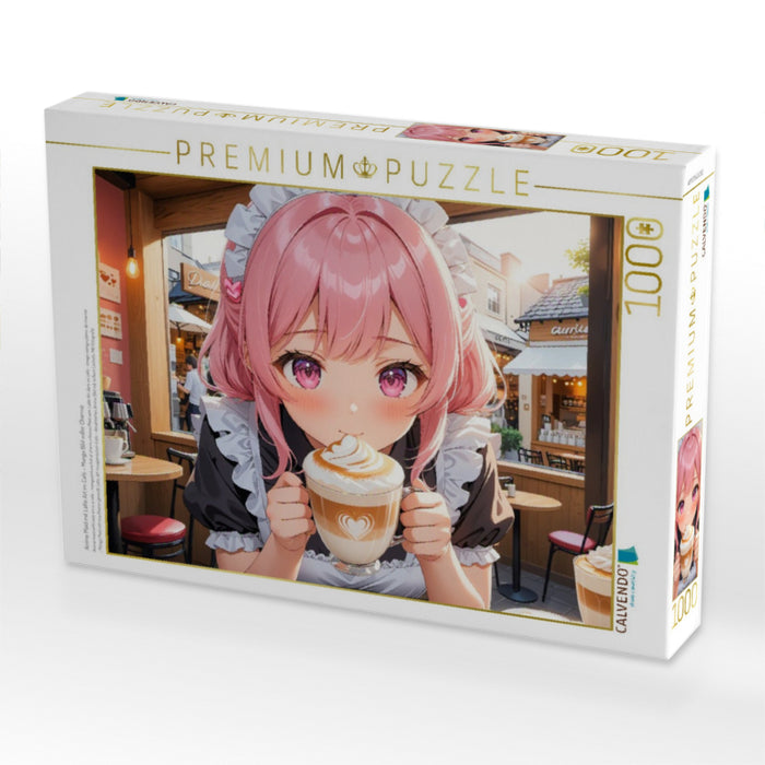Anime Maid mit Latte Art im Café – Manga Bild voller Charme - CALVENDO Foto-Puzzle'