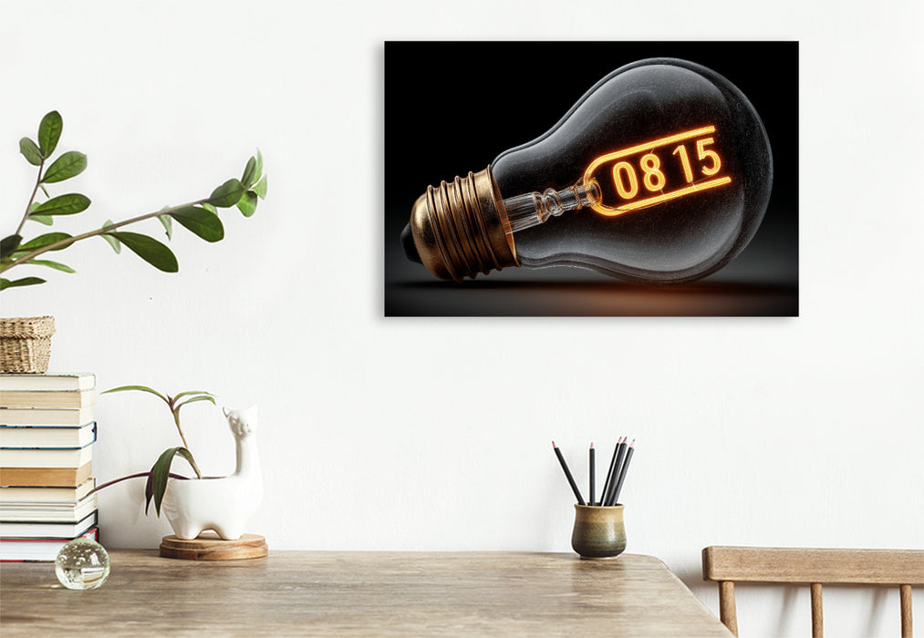 Premium Textil-Leinwand Glühbirne mit 0815 Leuchtschrift