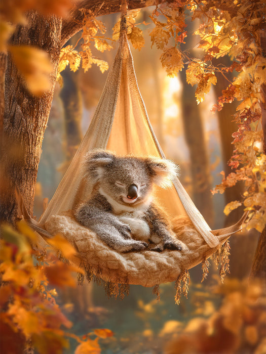 Koalabär in Hängematte im Herbstwald - CALVENDO Foto-Puzzle'