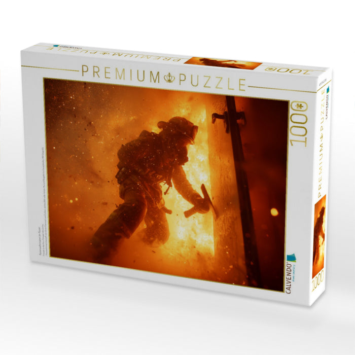 Feuerwehrmann im Feuer - CALVENDO Foto-Puzzle'