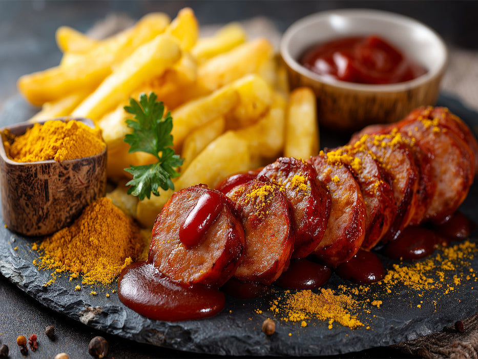 Currywurst mit Pommes und Sauce - CALVENDO Foto-Puzzle'