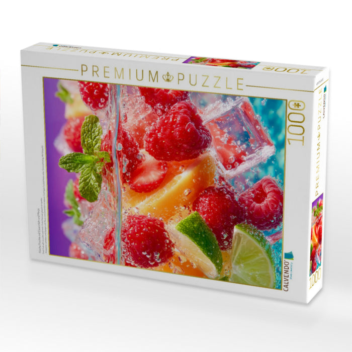Frische Früchte mit Eiswürfeln und Minze - CALVENDO Foto-Puzzle'
