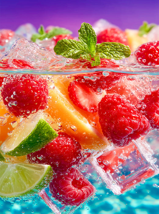 Frische Früchte mit Eiswürfeln und Minze - CALVENDO Foto-Puzzle'