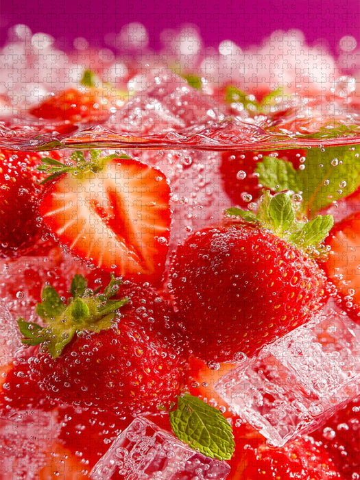 Erdbeeren mit Eiswürfeln und Minze - CALVENDO Foto-Puzzle'