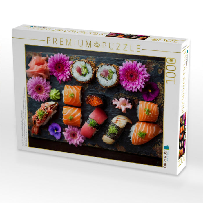 Maki Sushi und Nigiri Sushi Bild mit Lachs und Thunfisch - CALVENDO Foto-Puzzle'