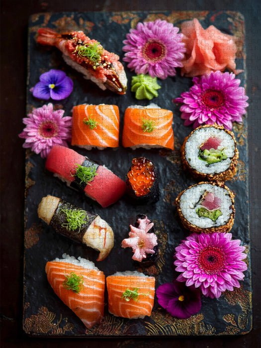 Maki Sushi und Nigiri Sushi Bild mit Lachs und Thunfisch - CALVENDO Foto-Puzzle'